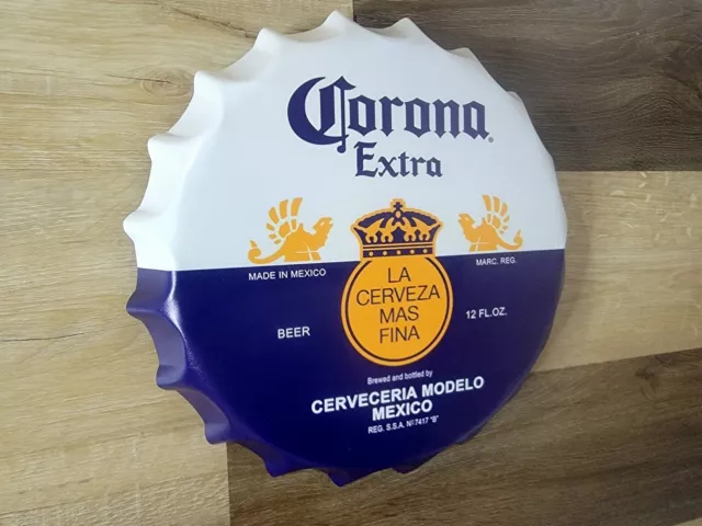 Large Corona Extra Beer Bottle Cap  Metal Sign Man cave Bar Decor Sign