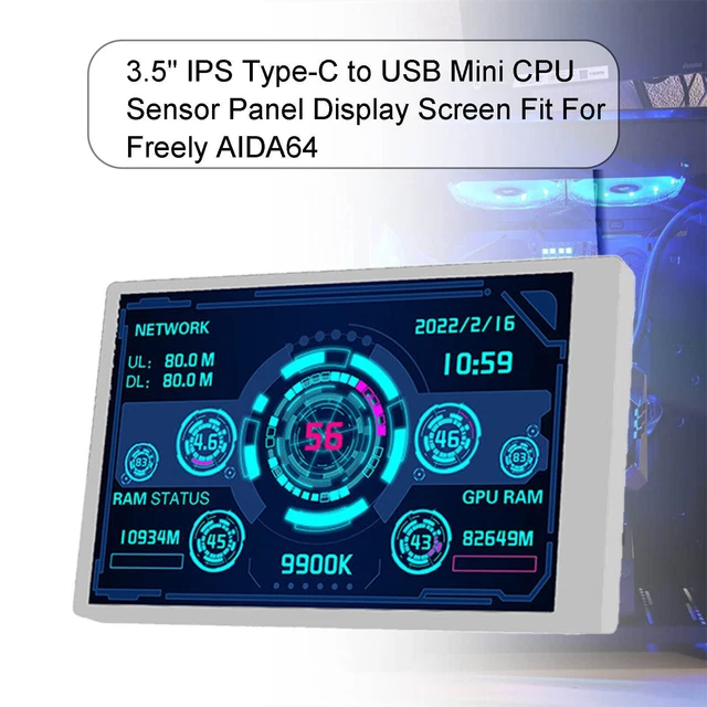 3.5& IPS USB Mini AIDA64 PC CPU HDD Data Monitor Type-C Sub Filtrereen ...