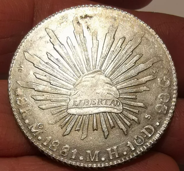 Mexico 1881 Mo MH 8 Reales Silver Crown  #215