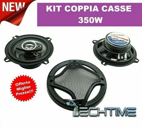 Coppia Casse Auto 350W 2 Vie 13 Cm – Altoparlanti Coassiali Stereo Con Tweeter E Woofer