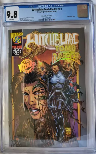 Witchblade Tomb Raider Wizard 1/2 1B Gold Holofoil Logo Edition Turner CGC 9.8