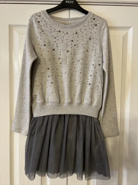 next girls age 10 Grey jumper & Tulle￼ skirt in one With Diamonte Detail On Top