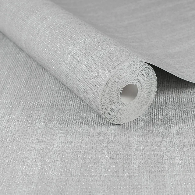 Boutique Chenille Silver Glitter Heavyweight Textured Vinyl Wallpaper 101463