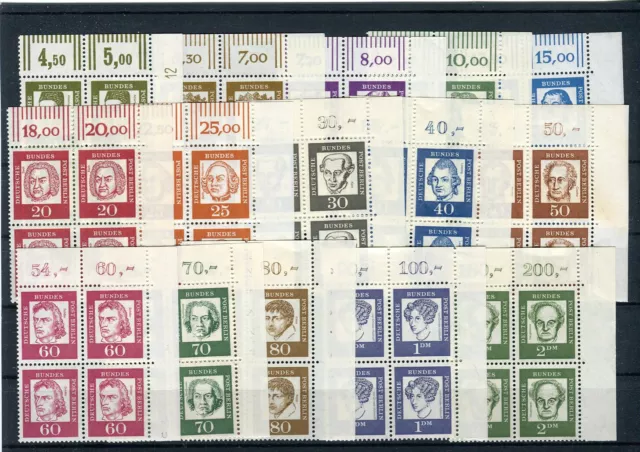Berlin 199-213 Bedeutende Deutsche Eckrand Viererblock Satz OR postfrisch(G2608)