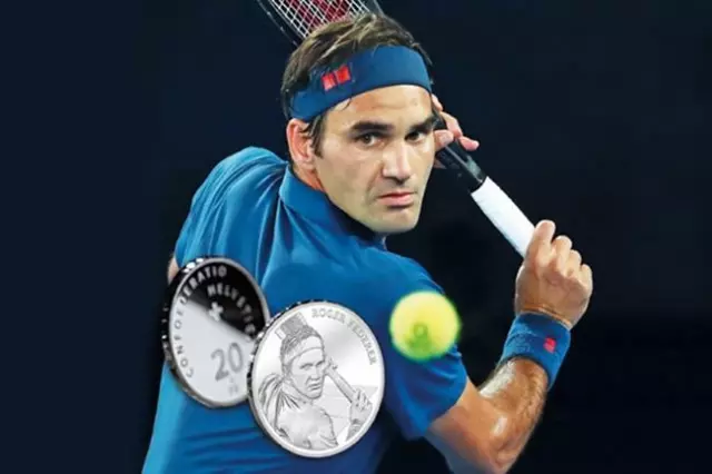 Roger Federer, "G.O.A.T." Celebrated Tennis Player 2020 Switzerland Ag Unc