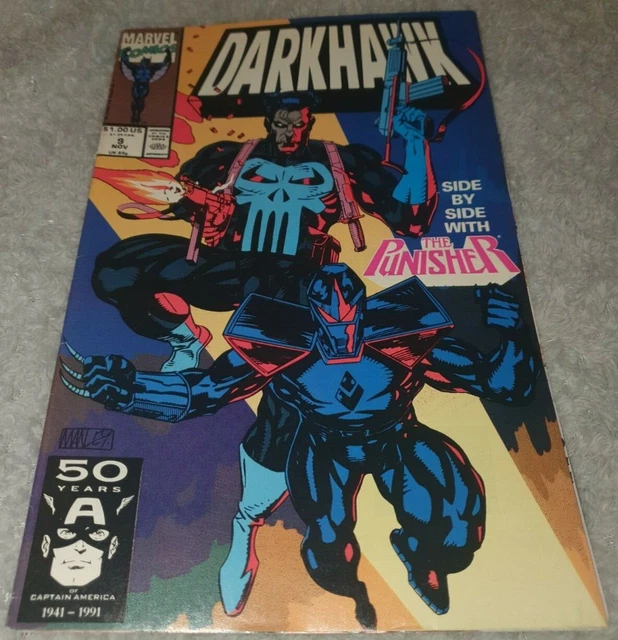 darkhawk side by side with the punisher comic issue 9 marvel comics 1991