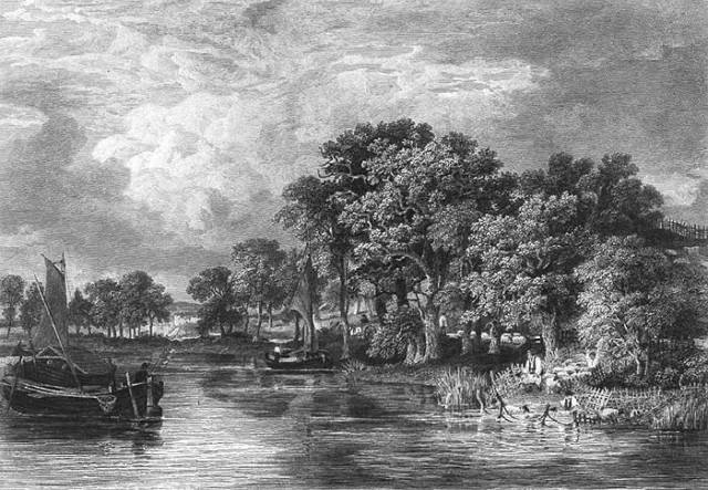 Norwich, NORFOLK YARE RIVER POSTWICK BOATS ~ 1880 Landscape Art Print Engraving