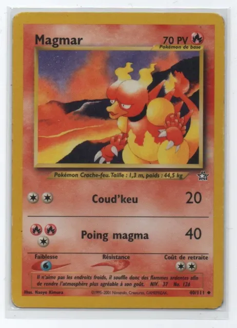 Carte Pokémon - VF - Magmar 40/111 - Wizards - Neo Genesis - Etat moyen - Sleevé
