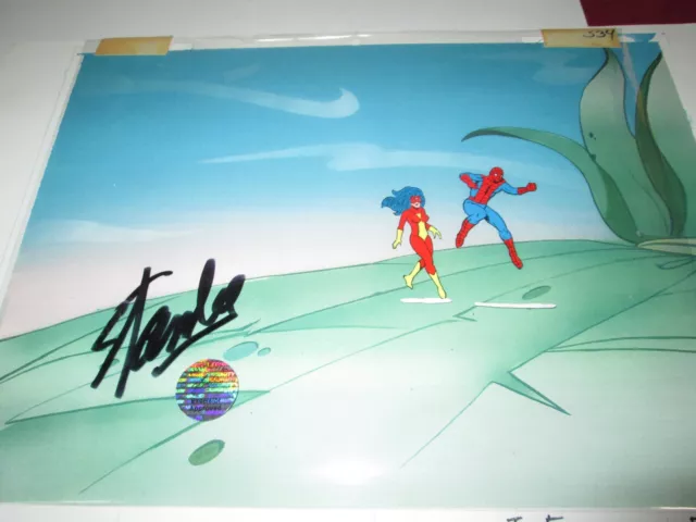 Stan Lee Marvel signed Spider Man &  Spider Woman  Production cel 1970's rare
