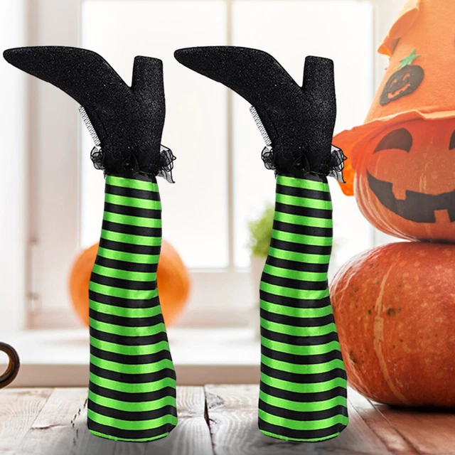 Decorazioni gamba strega malvagia di Halloween forniture per feste a testa in giù (2 pz verde)