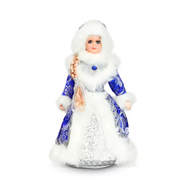 Figur Schneemädchen 35 cm Schneewittchen, im blauen Pelzmantel Снегурочка