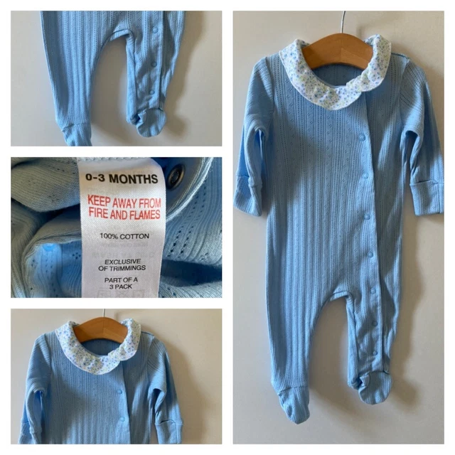 *Pretty Baby Girls Matalan Blue Sleepsuit 0-3 Months* excellent Condition*