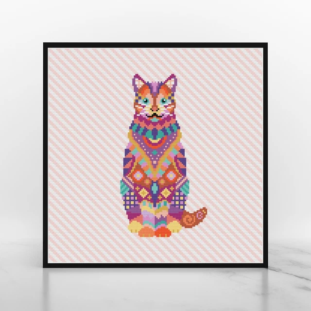 Mandala Cat Diamond Painting Kit, Round Full Drill 5D by Meloca Designs
