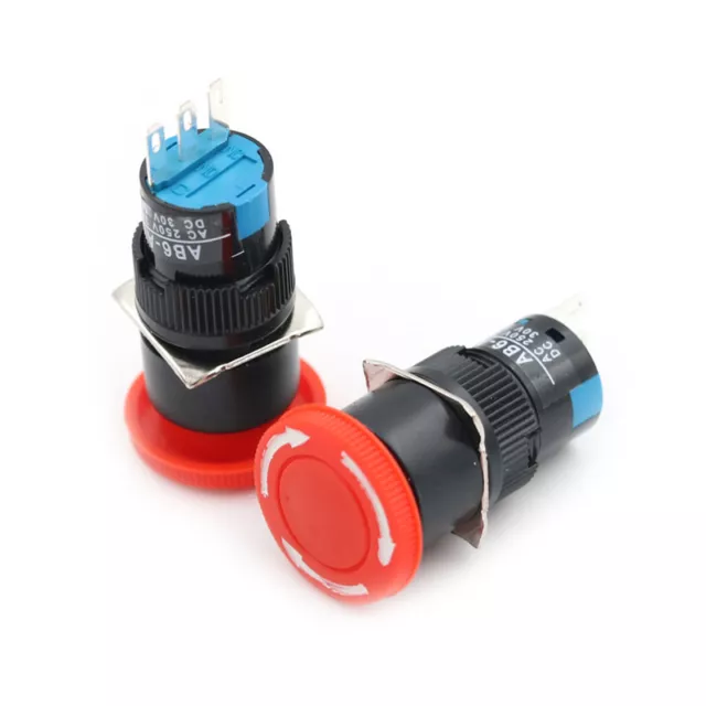 2PCS 16mm Cutout Twist Release Emergency Stop Mushroom Push Button Switch-wf G1