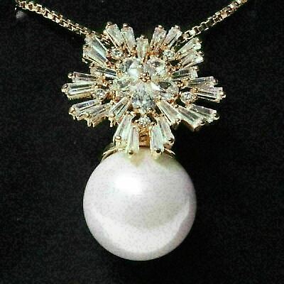 Gorgeous Round Pearl Necklace Women Wedding Engagement Jewelry Gift Free Ship