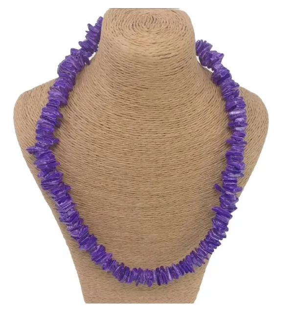 New 18 Inches Purple Puka Shell Necklace Twist Barrel Lock Unisex Men Women