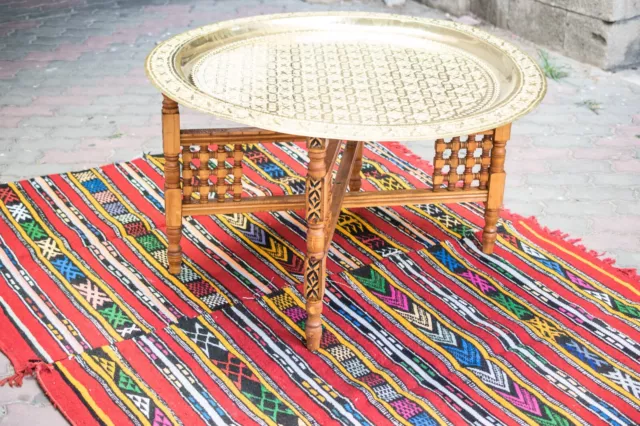 Moroccan Brass Table Boho coffee table large brass tray Moroccan Furniture table