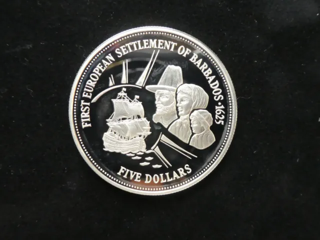 Barbados, 5 Dollars, Segelschiff, 1995, Silber, original