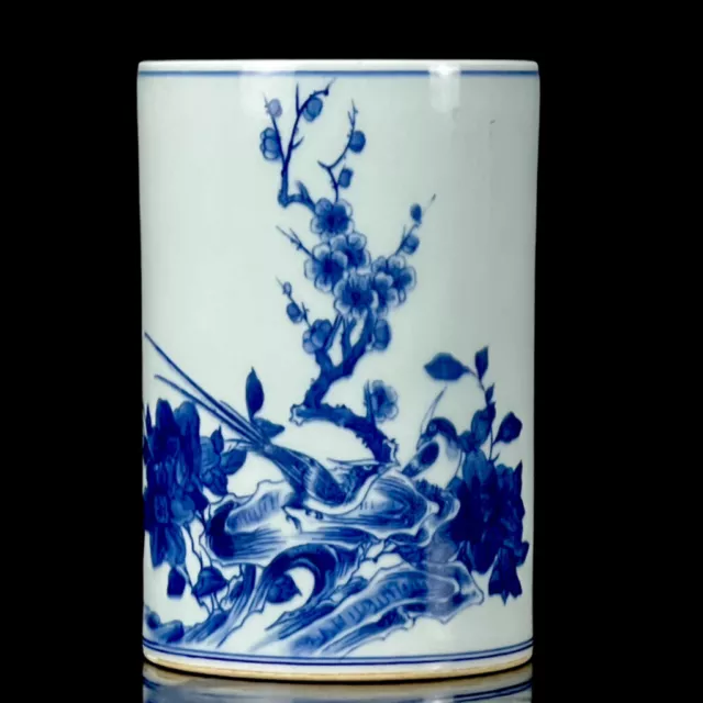 Chinese Blue&white Porcelain Handmade ExquisiteFlowers&Birds Brush Pots 13849