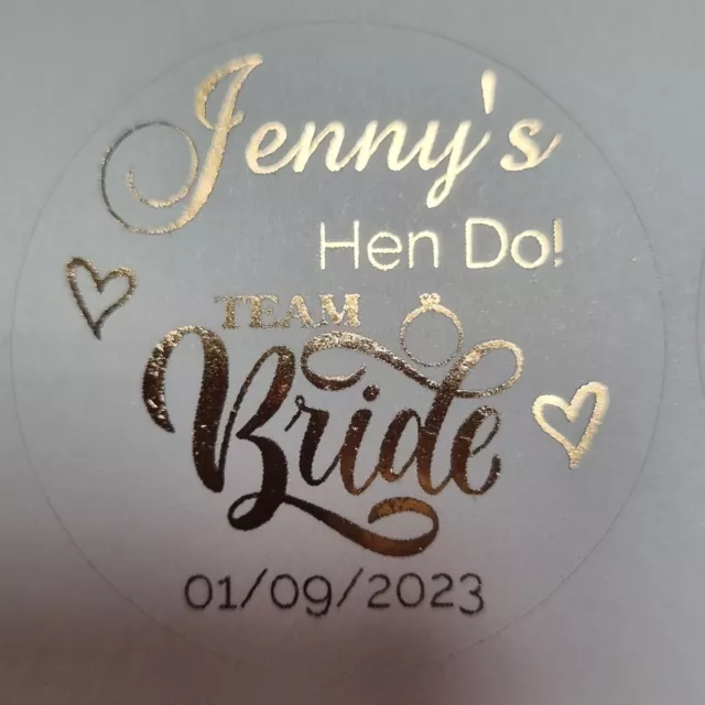 24 Personalised Hen Party Foiled Sticker Labels - Choice of Colours