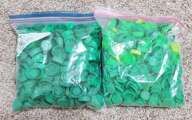 Lote de 450 tapas de botellas de plástico verdes tapas de tornillo - artes y oficios