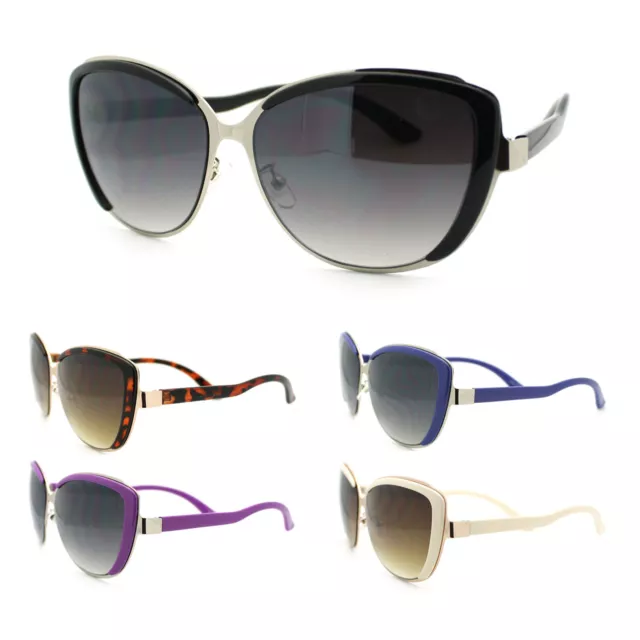 Womens Cat Eye Half Rim Designer Fashion Gradient Lens Luxury Sunglasses
