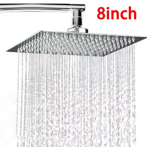 200mm Large Square Shower Head 8'' Bath Waterfall Rainfall Overhead Set Chrome