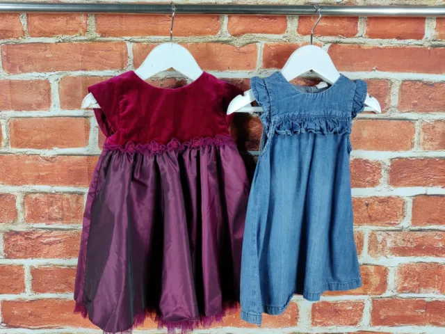 Baby Girl Bundle Age 9-12 Months George H&M Dress Set X2 Party Denim Frill 80Cm