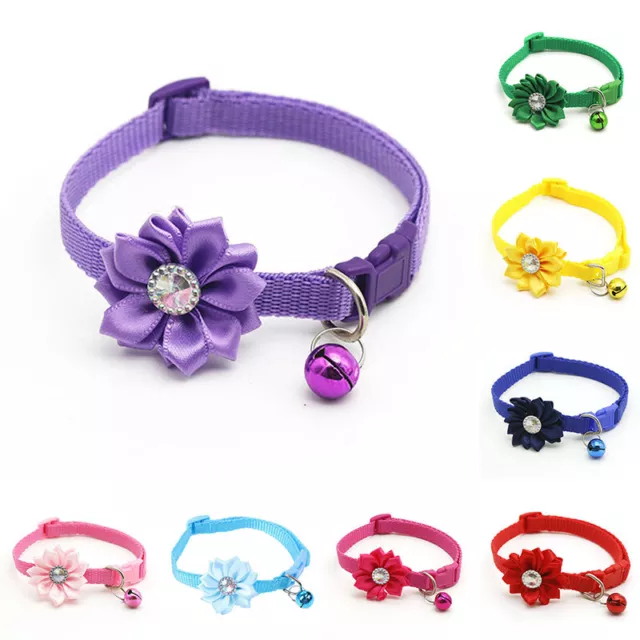 Ajustable Flor Collar de Gato Cachorro Perro Bonito Mascota US "