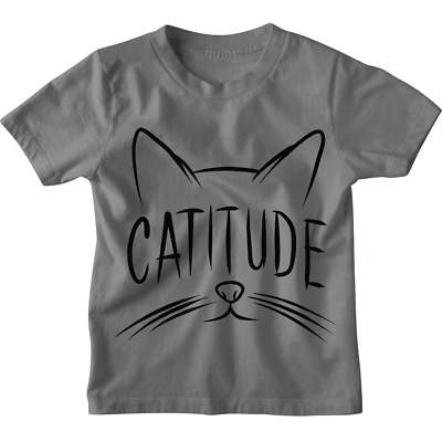 Catitude Cat Attitude Funny Kids Boys Girls T-Shirt Childrens | DTG Printed
