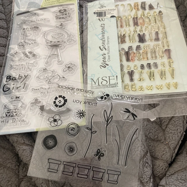 Inkadinkado - Little Cupcake - Clear Stamp Set lot 3 alphabet flowers pot plants
