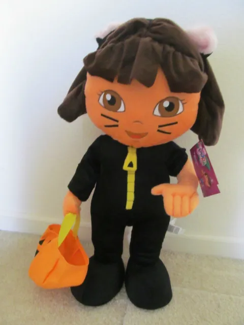 New 24" Dora the Explorer Black Cat Plush Door Porch Greeter Halloween Decor