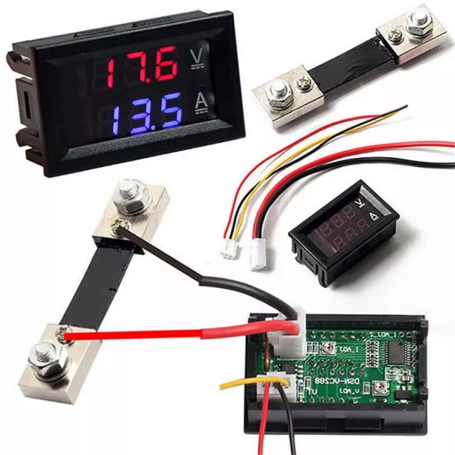 10/50/100A Voltmeter Ammeter LED Dual Digital Volt Amp Meter Test Tester Gauge✅