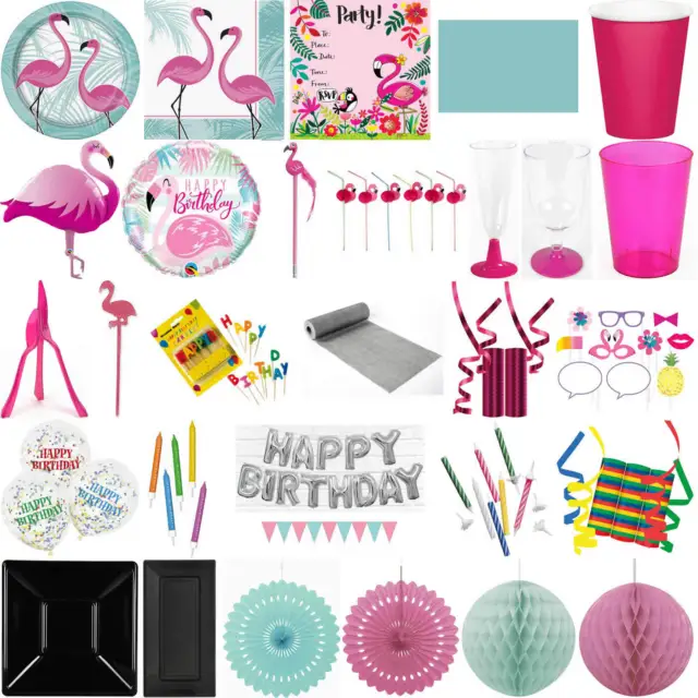 Kinder-Geburtstag Party Deko Fest Feier Fete Motto Einweggeschirr Pink Flamingo
