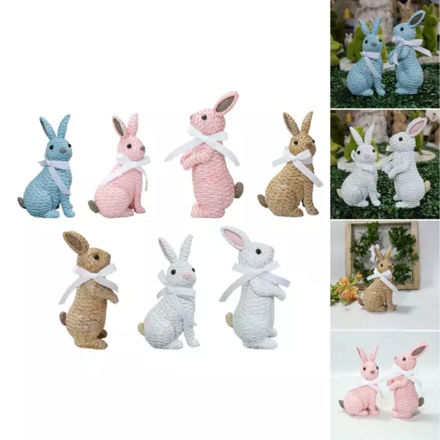 Statue de lapin floqué de jardin - Figurines de lapin en mousse de Pâques -  Ornement en gazon