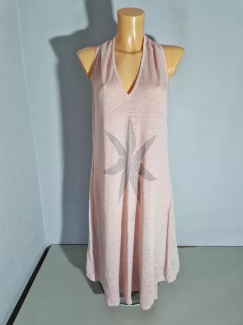 IBIZA LOOK Sommerkleid  Strand  Einheitsgröße rosa Leinen  Träger  WIE NEU