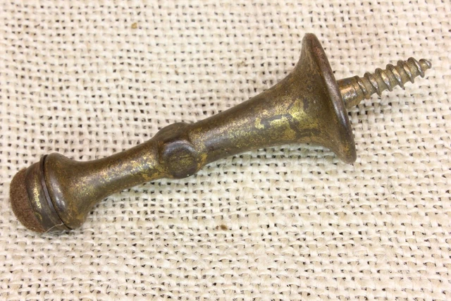 Old Door Stop Farmhouse Vintage Cloth Felt Bumper Rustic Brass Cast Iron 2 1/2”
