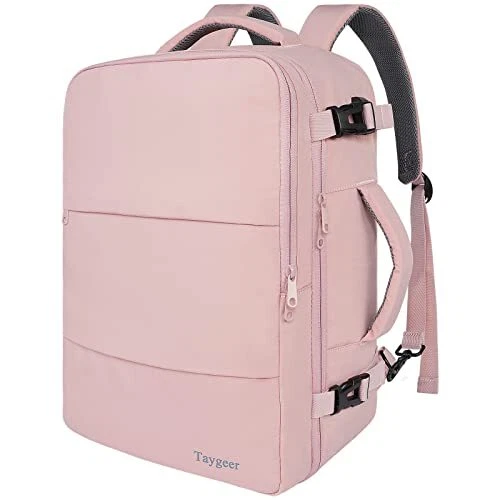 Travel Backpack for Women, Carry On Backpack with USB Charging Port Large Pink