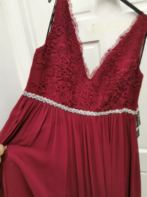 Mascara curve mc5181141 size 28 lace shoulder wine red evening dress BNWT