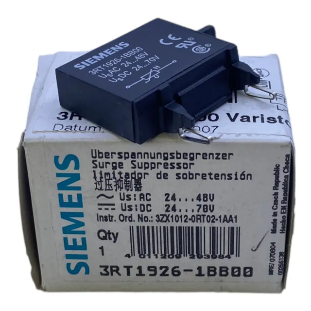 Siemens 3RT1926-1BB00 Overvoltage Limiters 24 48V AC / 24 70V Dc Varistor