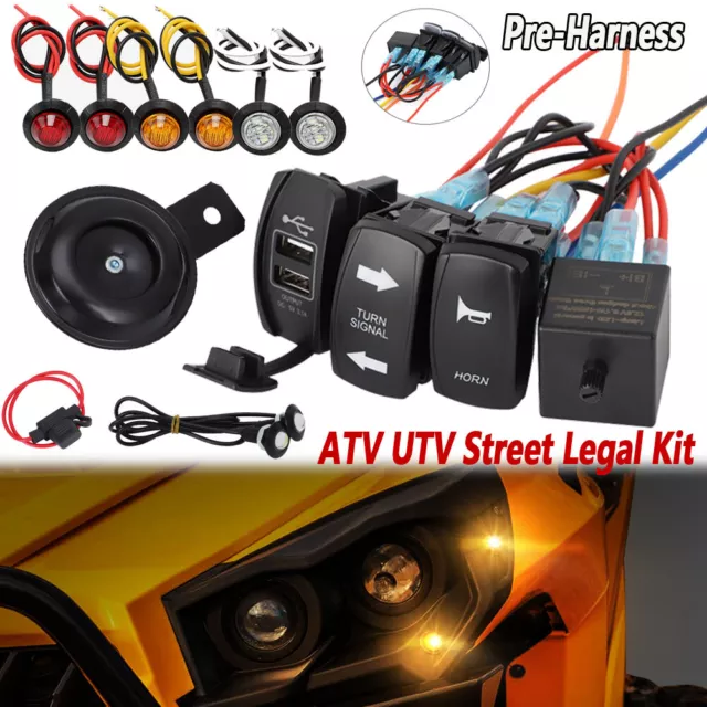 Turn Signal Street Legal LED Light Kit Horn For Polaris Honda Can Am ATV UTV SXS