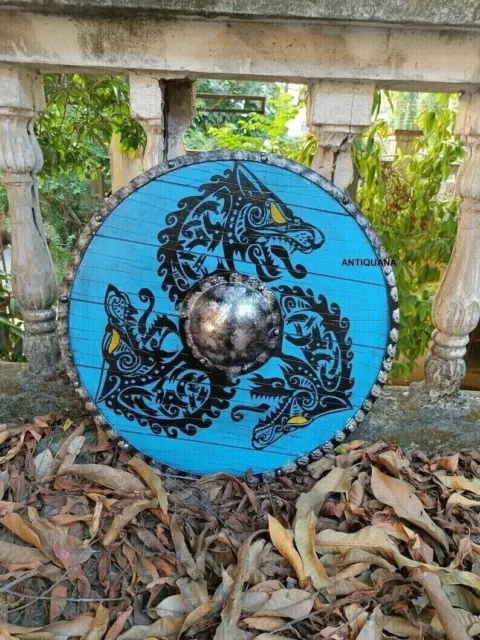 Wooden Viking Shield Dragon Face Round shield Warrior Knight Viking Shield