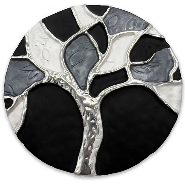 Broche Magnétique Arbre De Vie En Acier Inoxydable Et émail Bleu - Bijou élégant Pour Foulard Ou Vêtement