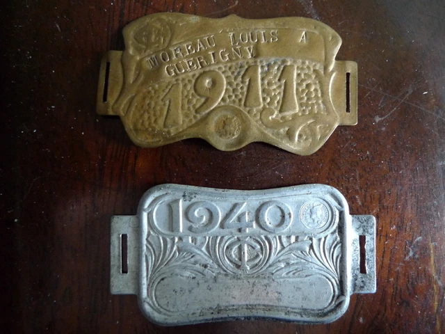 Lot De 10 Anciennes Plaques De Taxe Fiscale Pour Vélo - Vélocipède, Années 30, Made In France