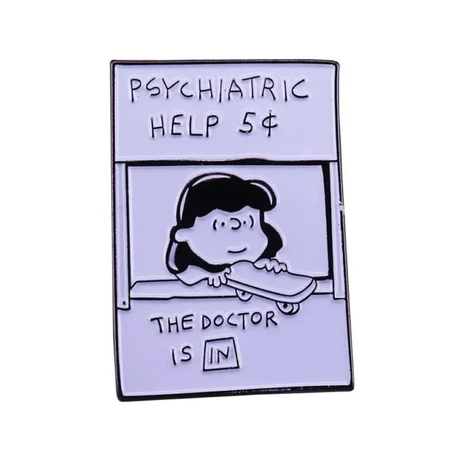 Lucy Psychiatric Help 5c Booth Peanuts Charlie Brown 1.25" Enamel Pin Badge