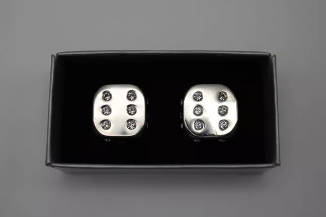 Swarovski Crystal Silver Tone Dice Pair Made In Austria