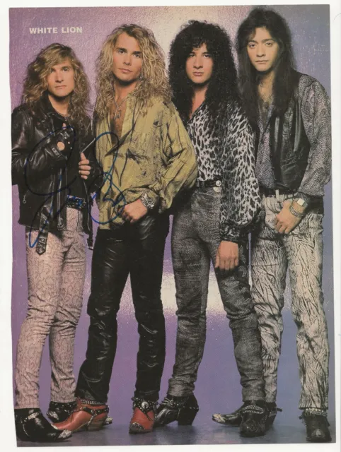 James LoMenzo White Lion band REAL SIGNED Magazine Pinup photo #1 COA Megadeth