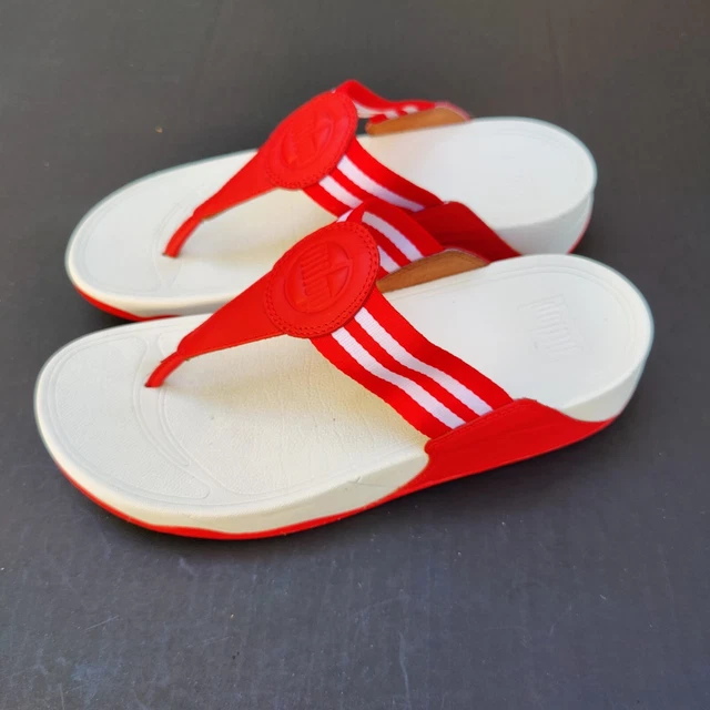 FitFlop Women's Walkstar Toe Post Sandals Red Flip Flop Size 8 Slip On
