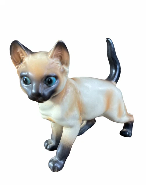 Vtg Lefton Cat Figurine Blue Eyes Larger Size