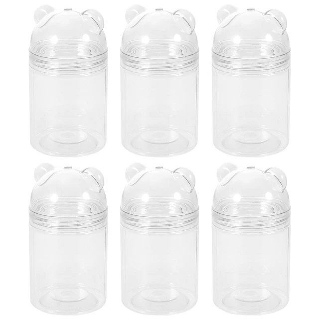 6pcs bouteilles de bonbons transparentes ours en forme de bocal de rangement de